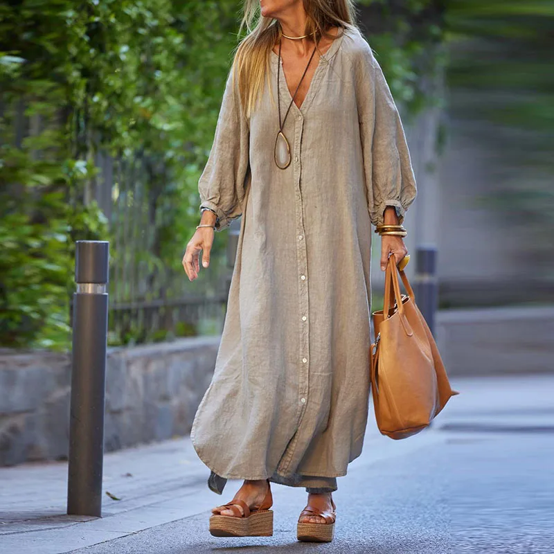 

Женское платье-пуловер с рукавами-фонариками и V-образным вырезом