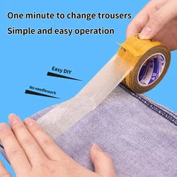 Effortless Self - Adhesive Hemming Tape for Clothing - Removable & Invisible Fabric Fix (YELLOW)