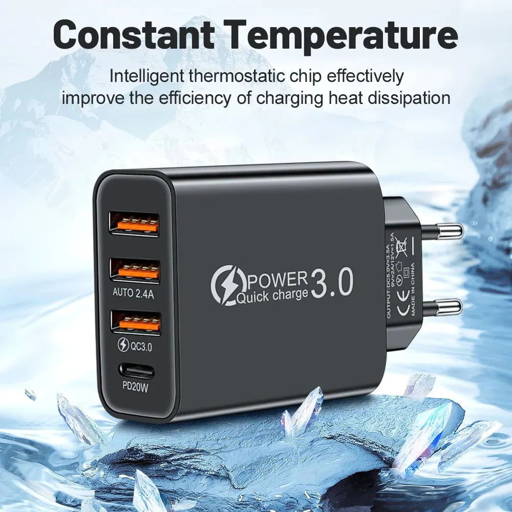 Total 20W Multi Port Wall Charger USB PD Adapter For Xiaomi iPhone 13 12 for Samsung Mobile Phone Plug Charging