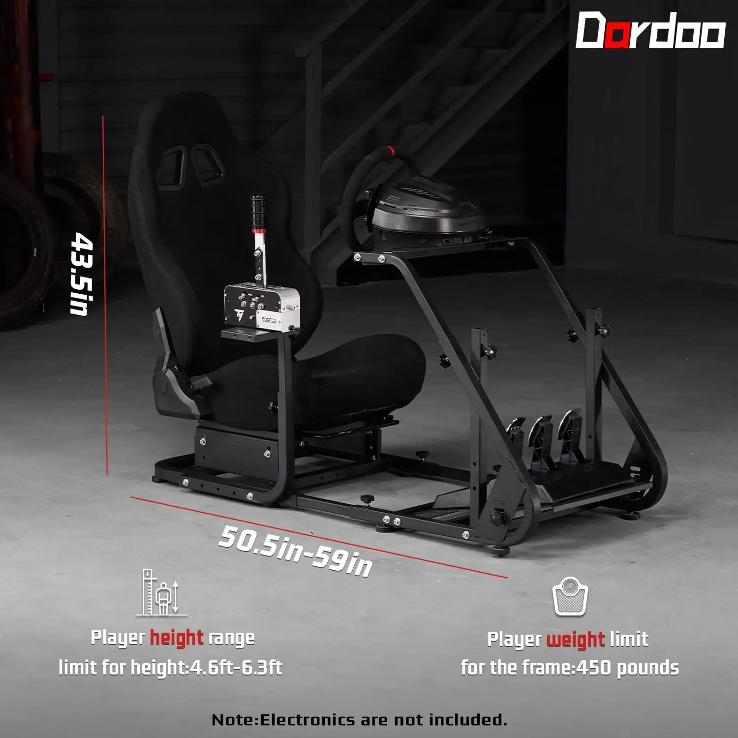 Dardoo G29 Racing Cockpit with Seat, Fits G25/G27/G923/T150, Steering Stand, Wheel/Pedals Sold Sep. 6