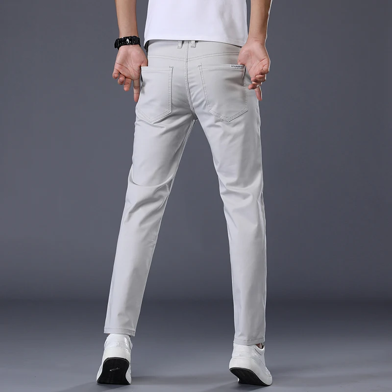 7 Colors Men's Classic Solid Color Summer Thin Casual Pants Business Fashion Stretch Cotton Slim Brand Trousers Male 3