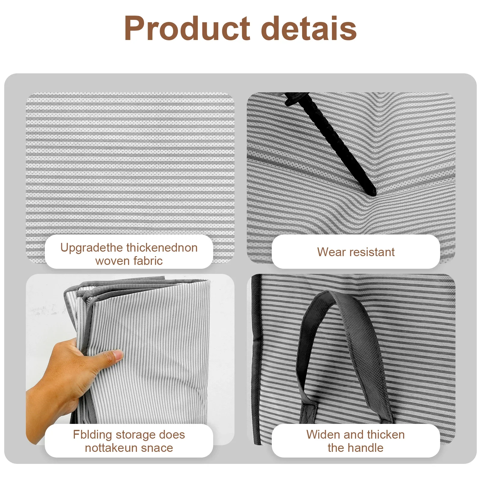 4Pcs Foldable Storage Bags Portable Large Capacity Comforter Storage Bins with Handles & Zipper for House-Moving Traveling Daily 5