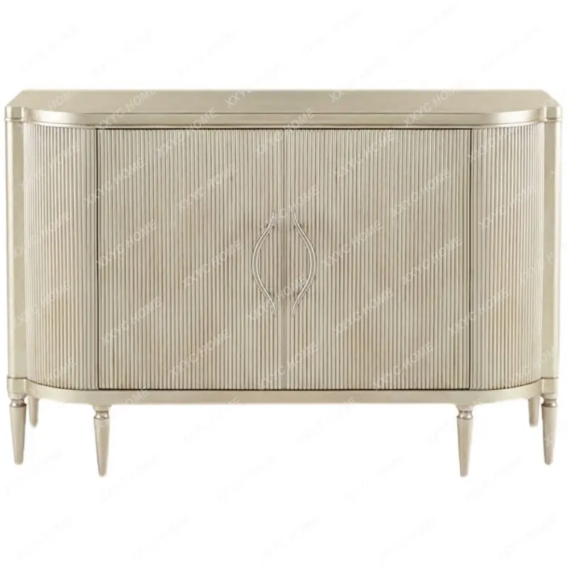 Light Luxury Home Entrance Cabinet European New Classical Hall Curio Cabinet Modern Solid Wood Semicircle Sideboard Shoe Cabinet