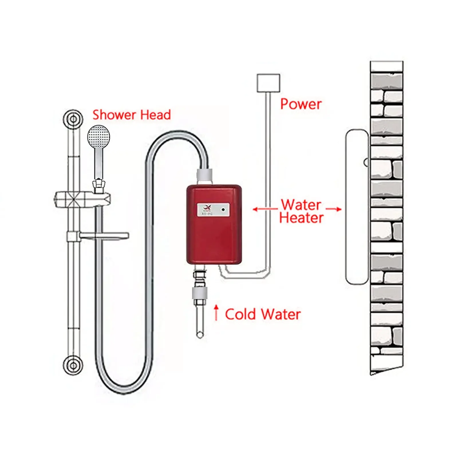 Instant Water Heater,3000W Mini Electric Tankless Hot Water Heater