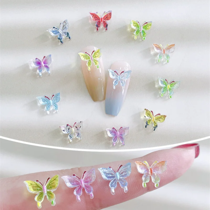 

20pcs Sweet Luxury Butterfly Nail Art Charms 3D Resin Kawaii Accessories Nail Crystal Decorations DIY Ice Clear Carft Ornament