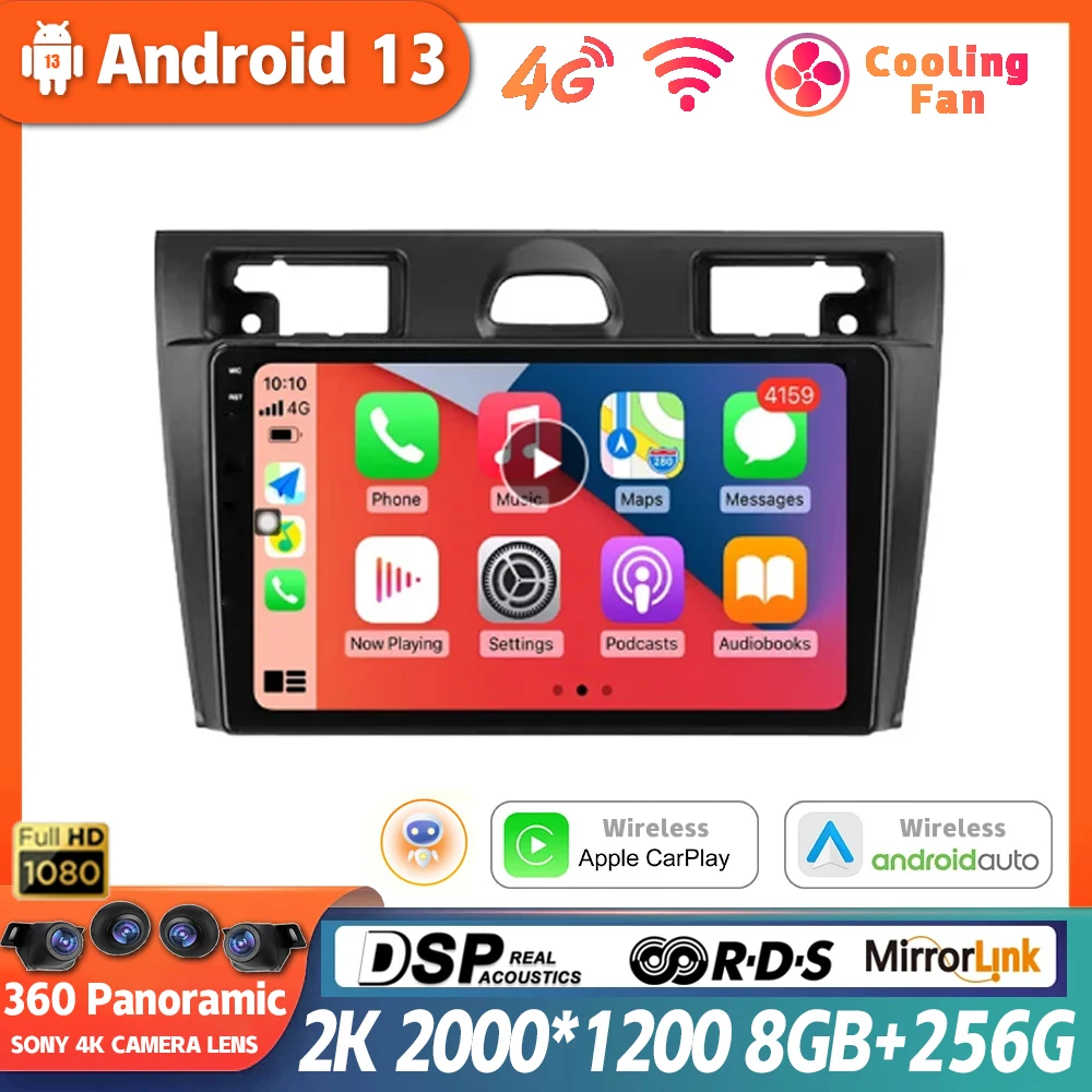 

Android 13 Car Radio For Ford Fiesta Mk VI 5 Mk5 2002 - 2008 Multimedia GPS Navigation Player Stereo Carplay Auto No 2 Din DVD