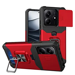 Shockproof Magnetic Holder Case with Card Slot Cover - SAM A57 (Red)