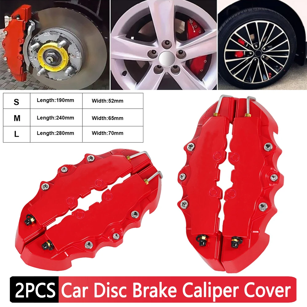 S/M/L 3D Style Car Disc Brake Caliper Cover Red Car Brake Pad Accessories for Front Rear Wheel Decor Auto Disc Covers 2PCS car brake caliper covers