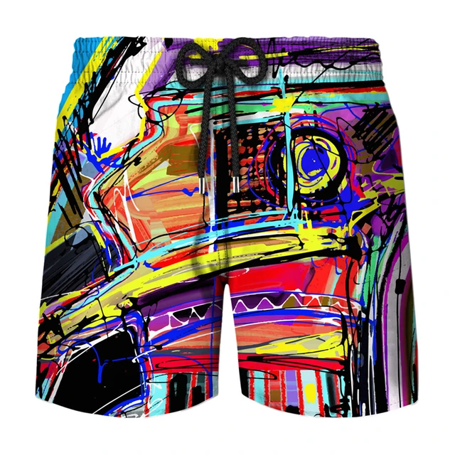 New Arrival Shorts Abstract graffiti pattern 3d print beach pants summer swimwear  men short Quick-drying Mens Swim Beach Shorts