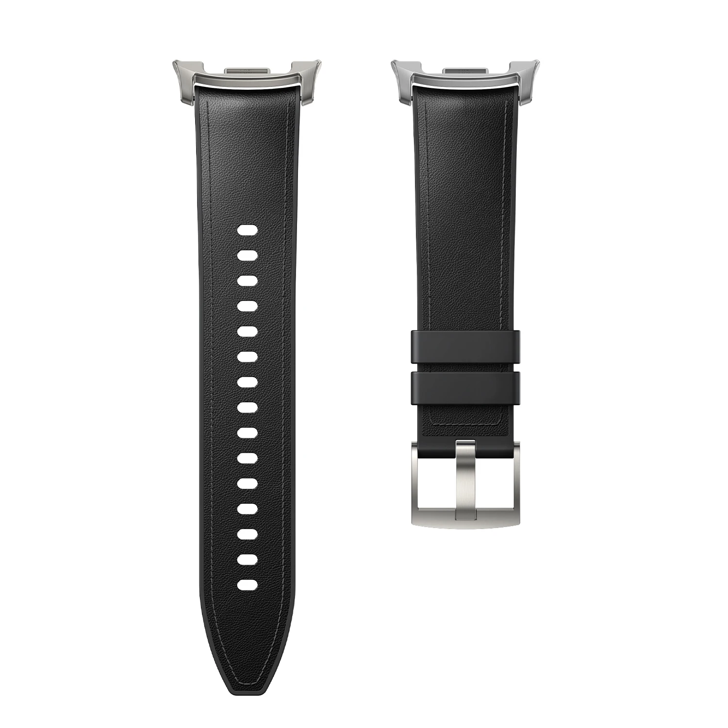 Premium Silicone & Leather Watch Strap - Elegant No-Gap Design Bracelet Accessory