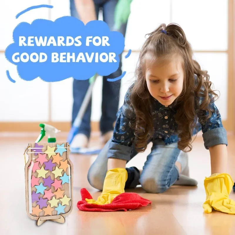 Reward Jar Classroom 100pcs , Reward Jar For Kids, Star Jar Behavior Management Classroom Tools, Reward Jar For Good Behavior Home Classroom School Motivate(13 X 9.84") (Colorful Compliment Jar For Classroom