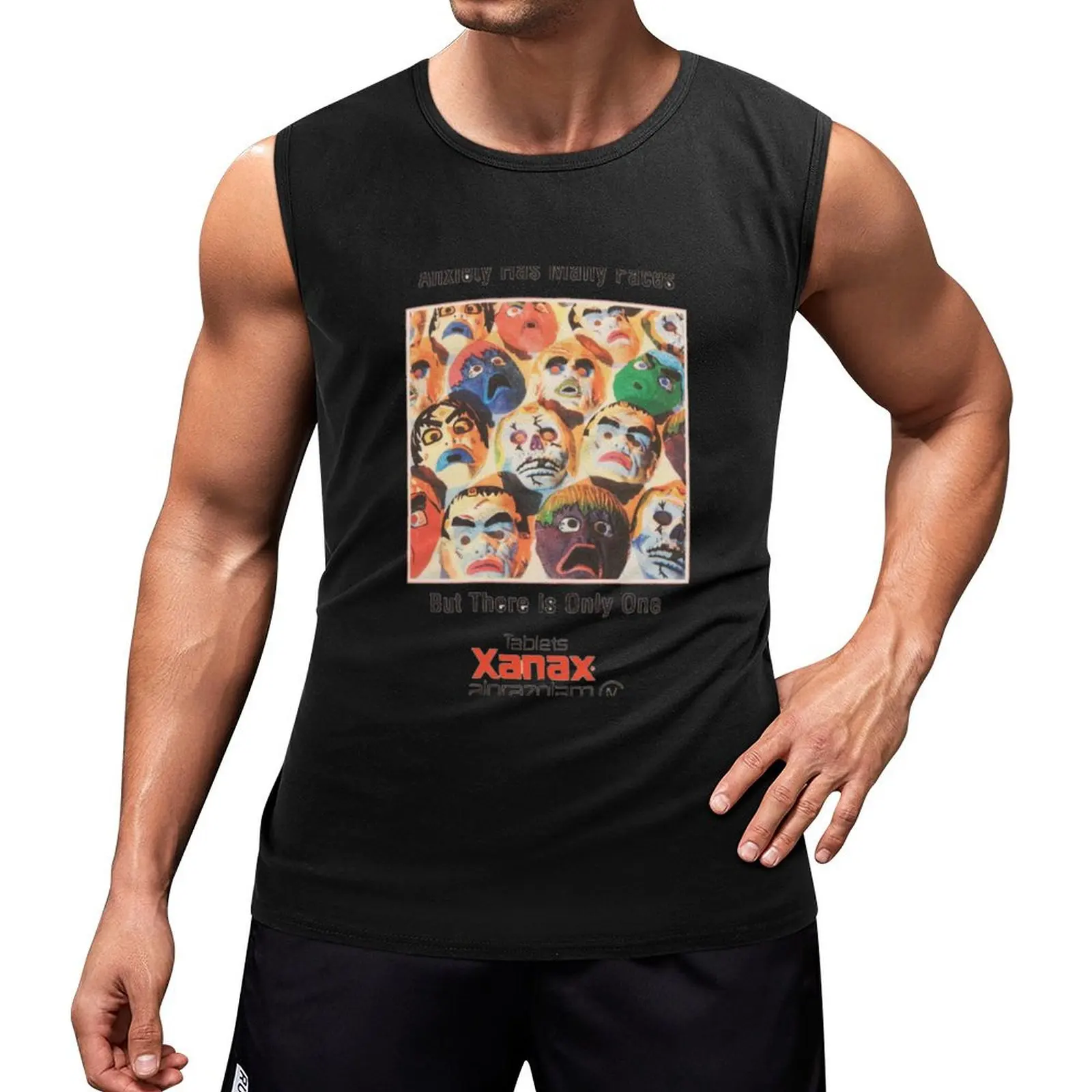 

Xanax has many faces Tank Top Fitness men clothing basketball T-shirt Men's gym
