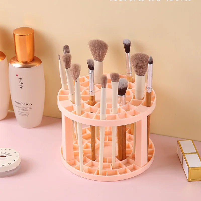 

Large-Capacity Round Cosmetic Brush Holder Makeup Brushes Storage Air-Dry Stand Rack Desk Stationery Pen Organizer, Makeup Tools