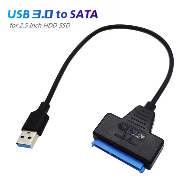 Adaptateur SSD de pilote de disque dur USB 3.0 vers SATA 22 broches de 2,5  et 3,5 pouces