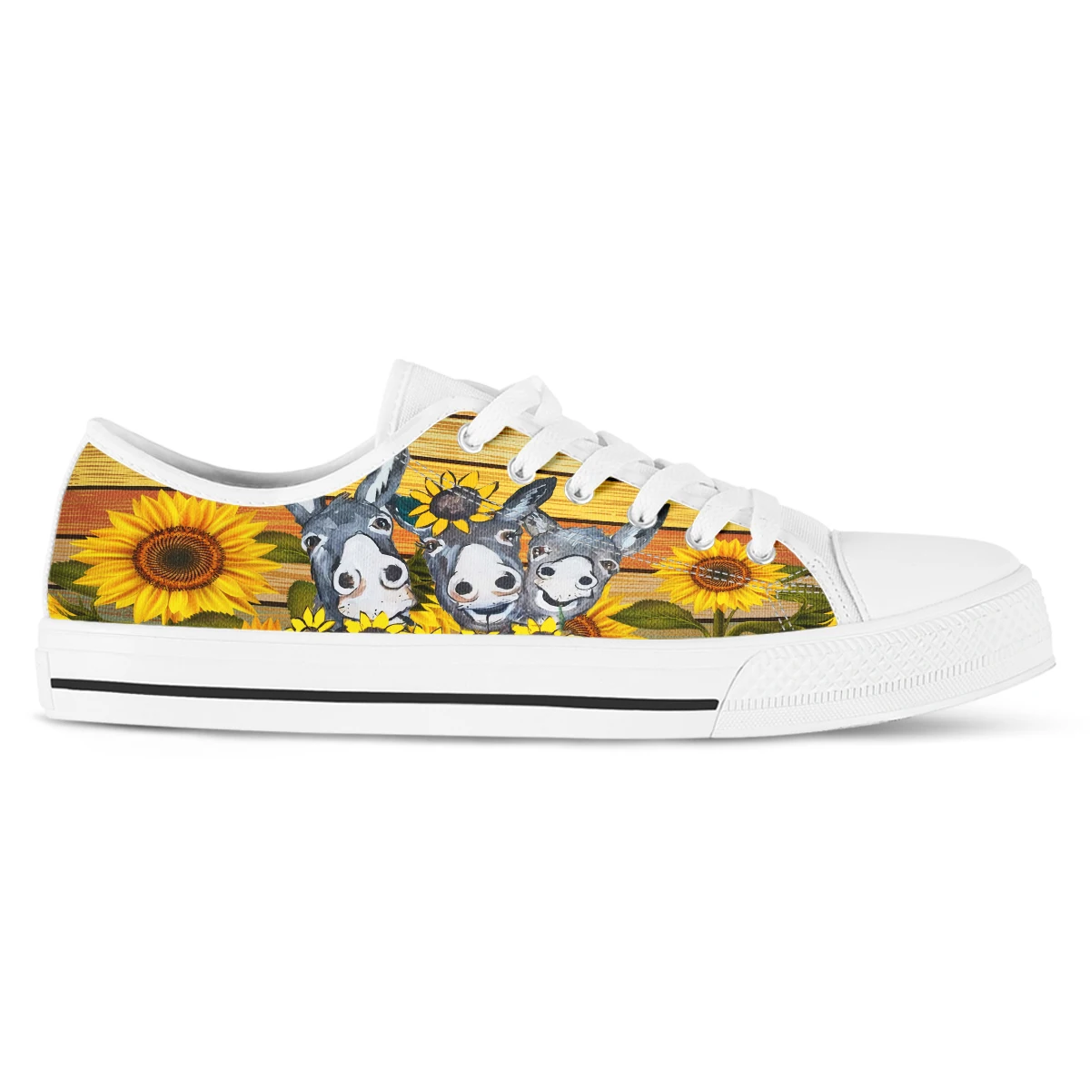 Sunflower Donkey Cute Vulcanized Sneakers Women Shoes Flat Comfortable Autumn Spring Fashion White Canvas Sneakers Women