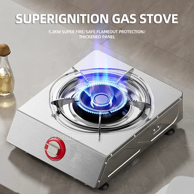 Commercial Single Stove Stainless Steel Fogao Desktop Gas Stove Household Fierce Fire Cooking Cooktop