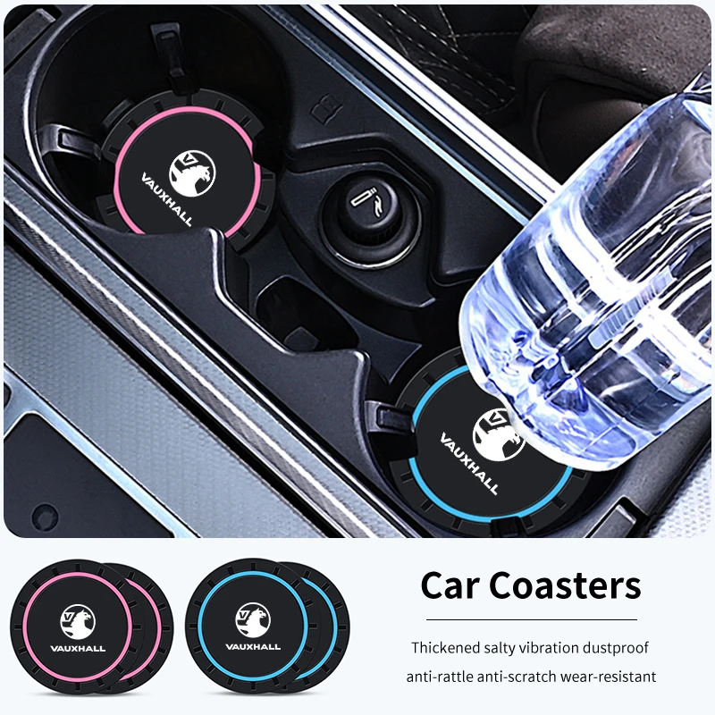 Car Coasters Water Cup Slots Non-Slip Mat Waterproof Cup Pad 2PCS for Vauxhall VXR Dokker Lodgy Logan Sandero Duster Stepway