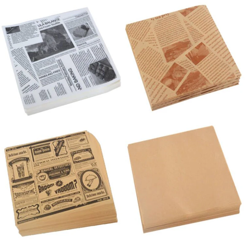 20PCS Oil-Proof Baking Paper Non Stick Food Wrapper Paper Bread Burger Fries Basket Pizza Baking Sandwiches Oil parchment baking paper