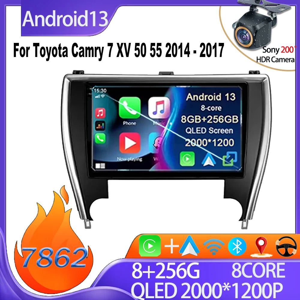 

Android радио для Toyota Camry 7 XV 50 55 2014 - 2017 экран стерео головное устройство Carplay Bluetooth GPS навигация HDR QLED Wifi