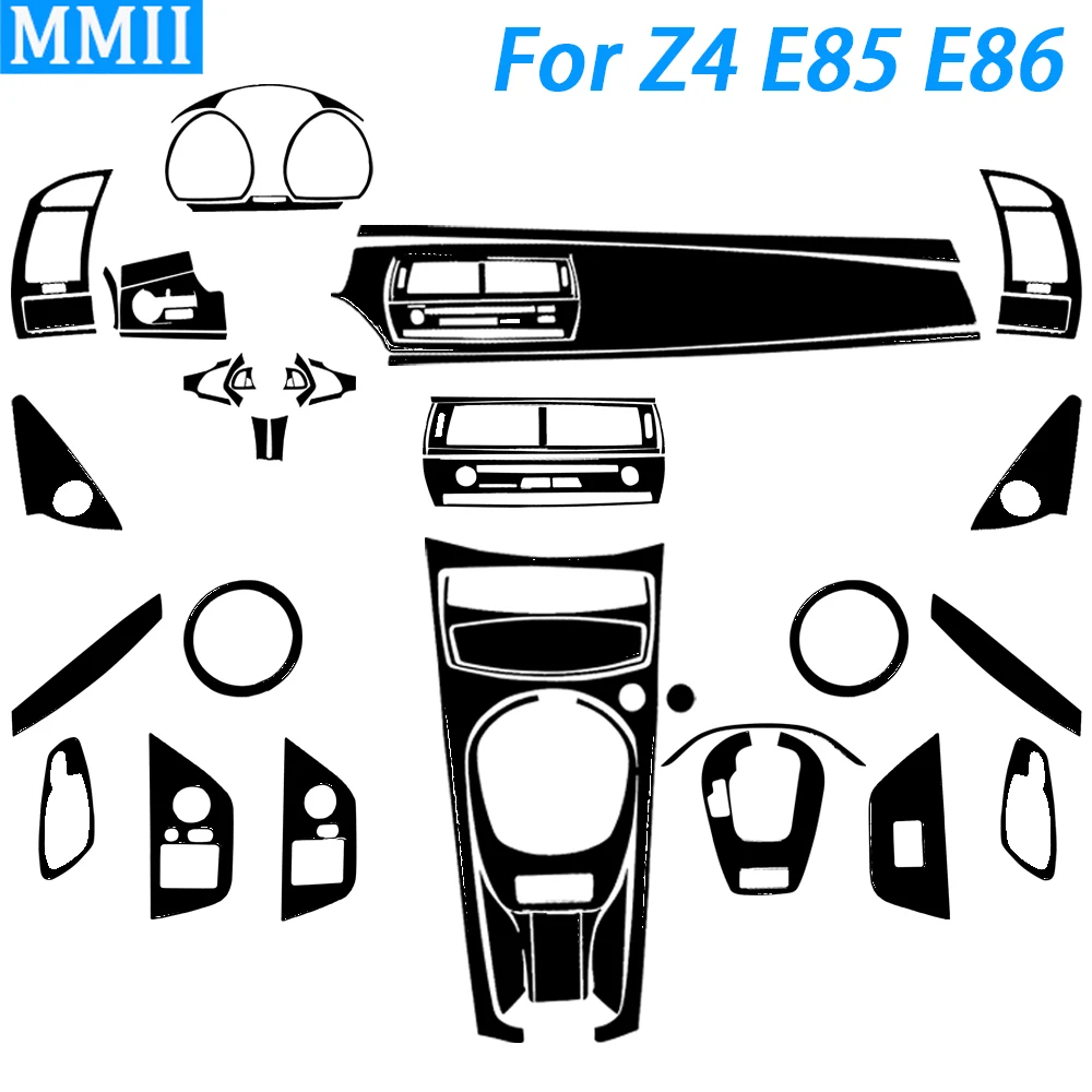 

For BMW Z4 E85 E86 03-08 Piano Black Gear Shift Air Outlet Window Lift Dashboard Steering Wheel Pnael Suit Car Interior Sticker