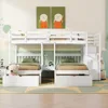 Triple Bunk Beds with Drawers, Wood Full Over Twin & Twin Bunk Bed with Storage Staircase, Triple Bed for Kids,3 Bed Bunk Beds 2