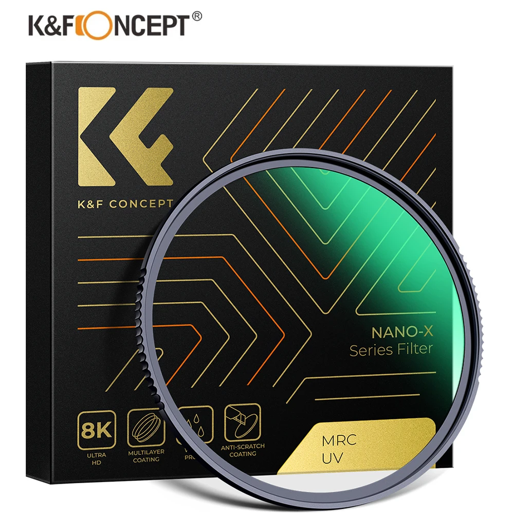 K & F Concept-MC Filtro de Proteção UV, Série Nano-X, Revestimento à Prova de Água e Poeira de 28 Camadas, Filtro UV Ultrafino 8K Ultra HD