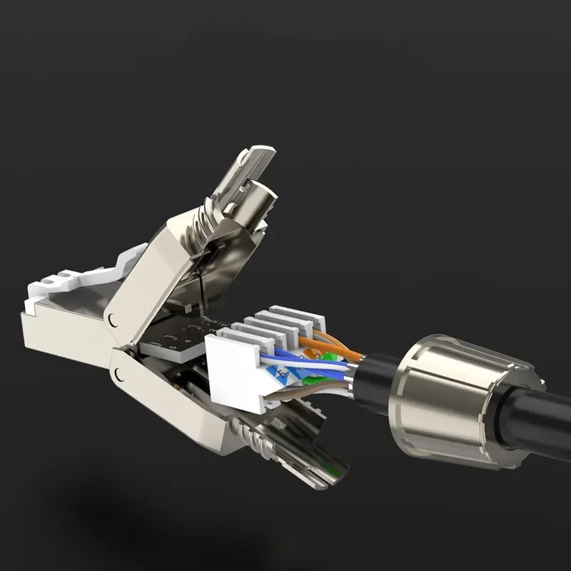 Cat6A Cat7 RJ45 커넥터 UTP/STP 도구가 필요 없는 필드 종단 플러그 네트워크 Cat 7 차폐 PoE 이더넷 모듈형 RJ 45 수 어댑터