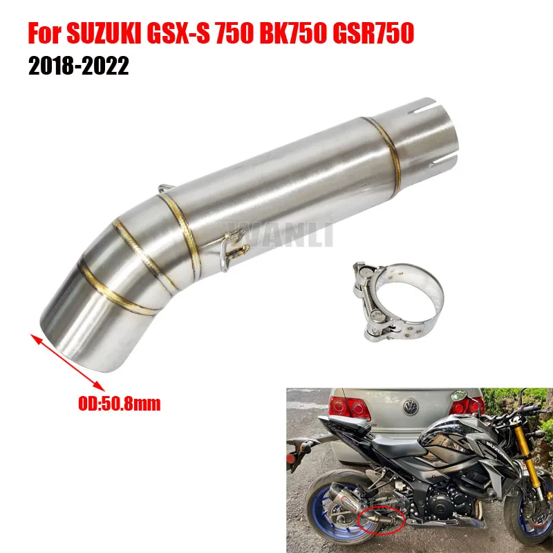ท่อ GSX-S ดัดแปลงสำหรับ Suzuki BK750 GSXS750 GSR750 GSX S750ดัดแปลงท่อไอเสียขนาดกลาง2018 2020 2021 2020 2022 1