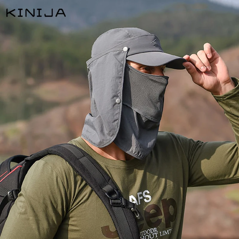 Outdoor Neck Protection Sun Cap Quick Drying Sunshade Hat Fishing Cycling Climbing Men Removable Face Shield Safari Hat Women - Image 3
