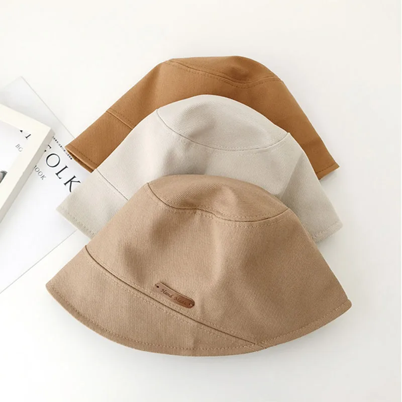 Women Bucket Hat Japanese Fashion Cotton Foldable Fisherman Hats Female Sun Protect Basin Cap