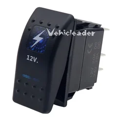 Waterproof Dual Blue LED Rocker Switch for Vehicle and Marine Use (12V)