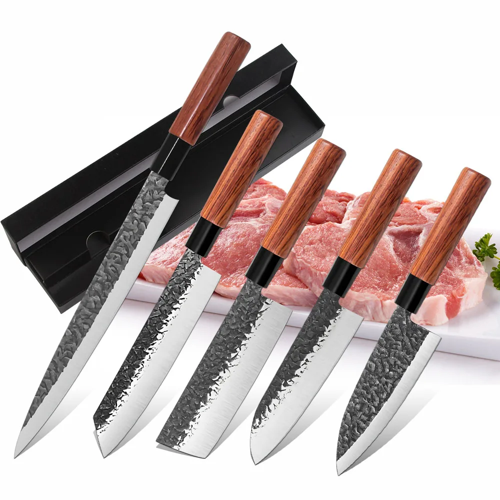 Comprar Cuchillo japonés hecho a mano de acero para cocina, cuchillos para  deshuesar, cuchillo rebanador de Chef, cuchilla Santoku