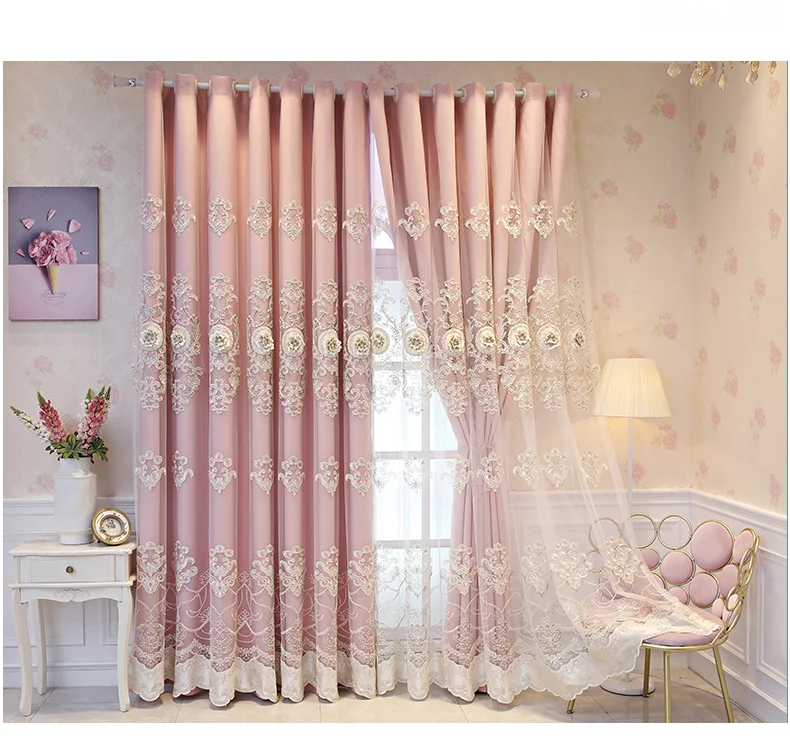 Light Luxury Curtains for Living Room Bedroom European Style Embossed Embroidered High Shading Cloth Double Nordic Simple Modern