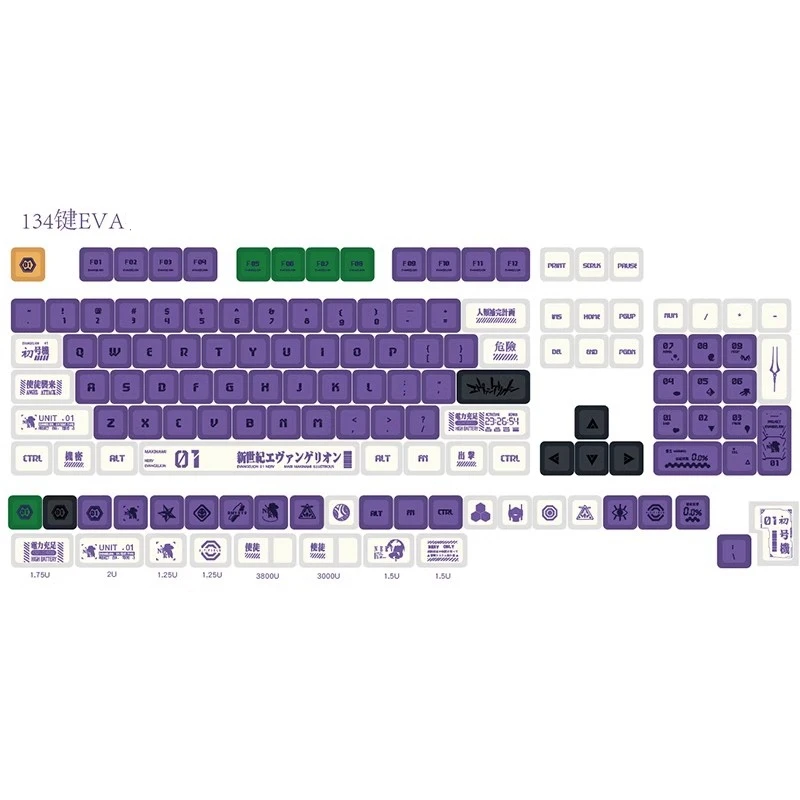 134 Keys EVA Initial machine one XDA Profile Keycaps Japanese Anime Key Cap For Mechanical Keyboard Cherry MX Switch Keycap Caps