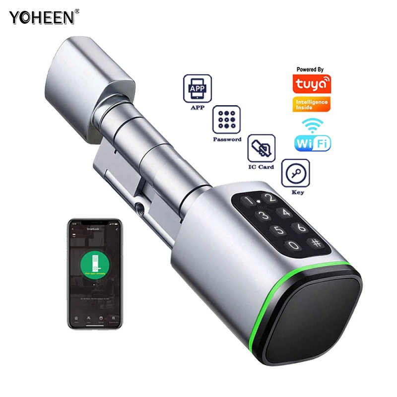 

Security Waterproof Digital Number Keys Smart Lock Cylinder with Tuya App Wifi Remote Control Unlock Nfc Rfid for Home