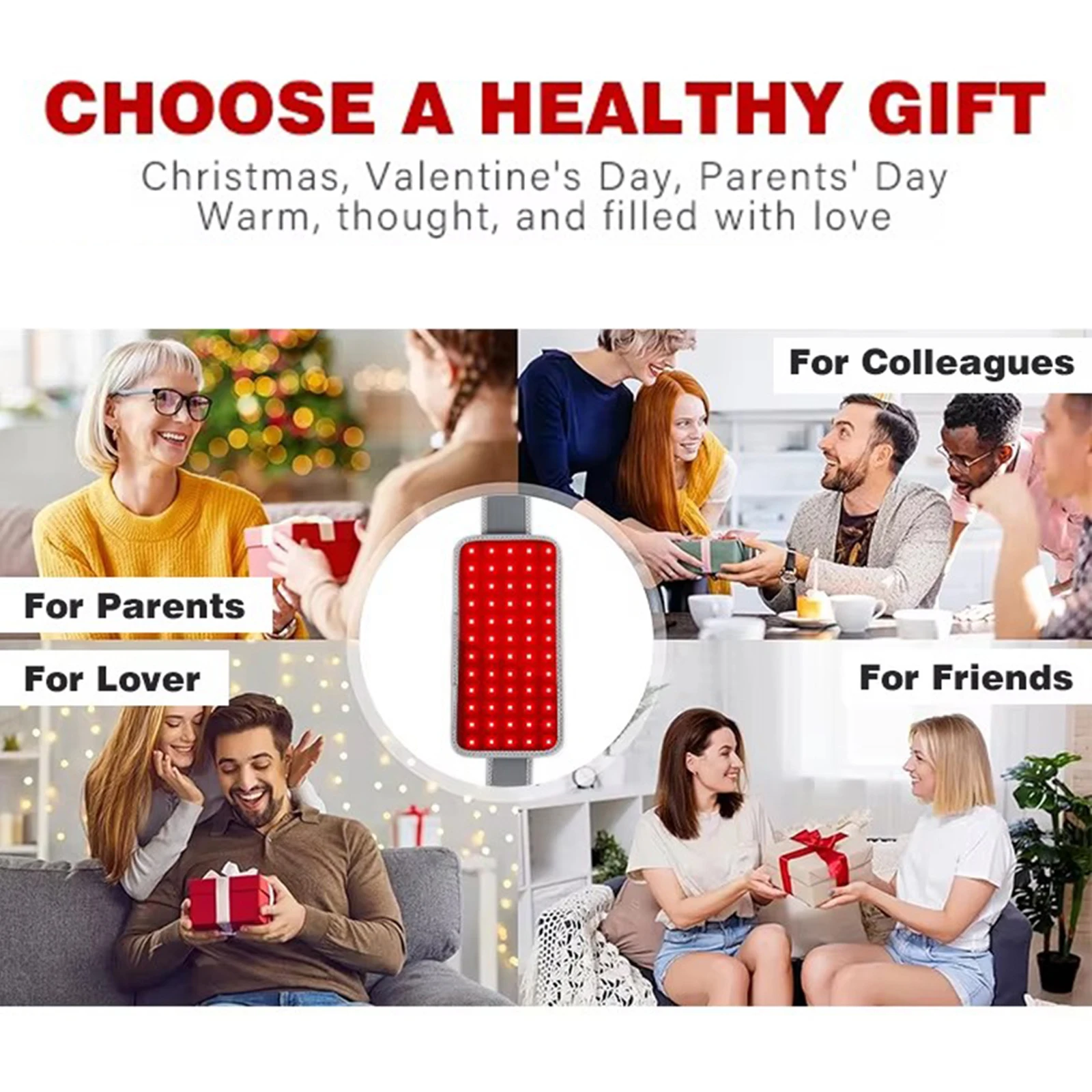 LED Red Light Therapy Belt for Pain Relief 660nm 850nm Red Infrared Light Pad for Waist,Back,Abdomen,Knees,Wrists Joints Muscle