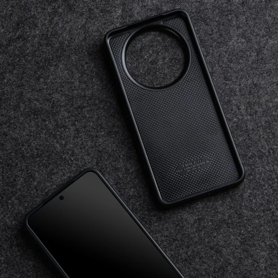 Melkco Carbon Fiber Texture Genuine Leather Case For Huawei Mate 60 Pro Mate60Pro Plus Anti-slip Silicone Frame Protective Cover