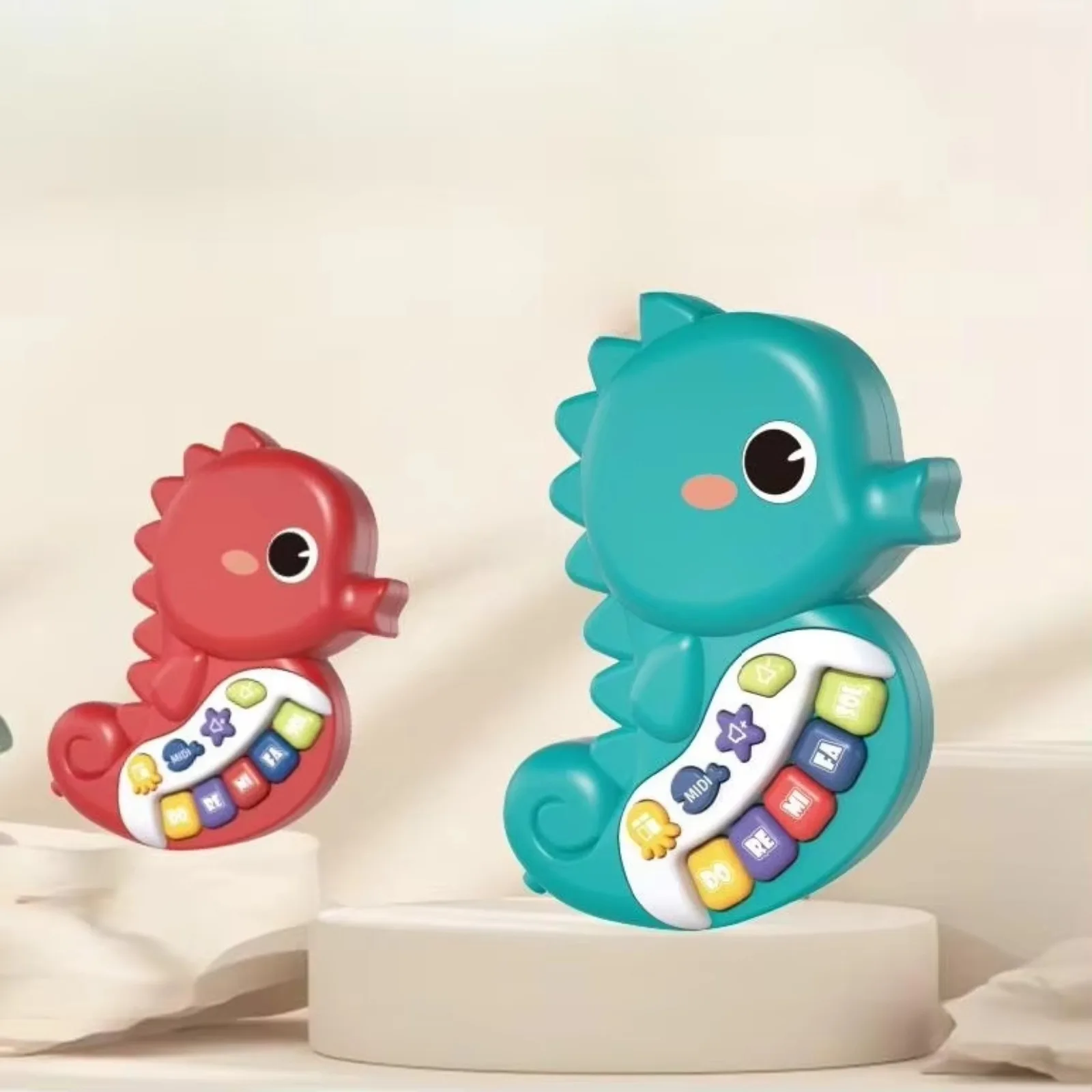 Baby Piano Toy 6 to 12 Months Light Up Seahorses Piano Learning Songs, Sound Effects, Easy to Grasp and Handle, for Babies