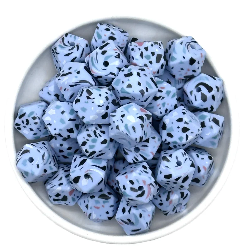 Colorful Hexagon Silicone Beads for DIY Crafts and Decorations (10/20pcs, 14mm)