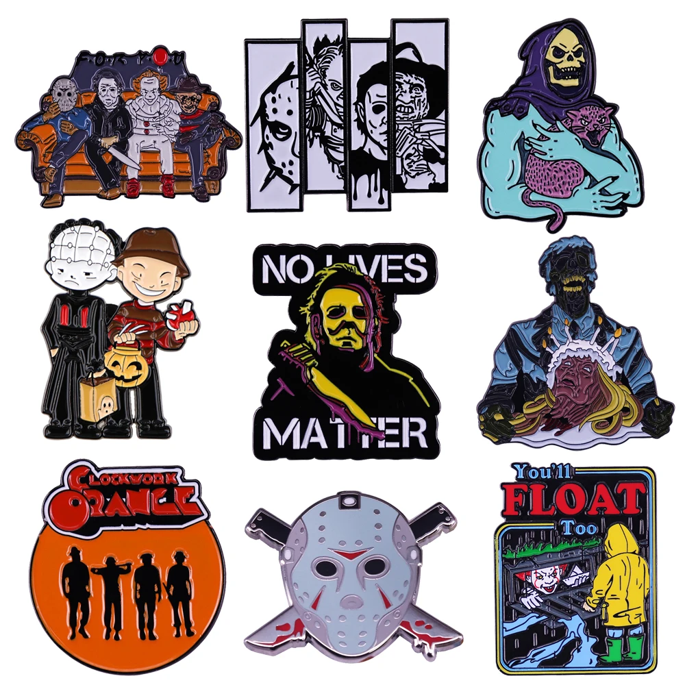 

DZ1569 Horror Movie Collection Enamel Lapel Pin Badge Pins Hats Clothes Backpack Decoration Jewelry Gifts for Friends