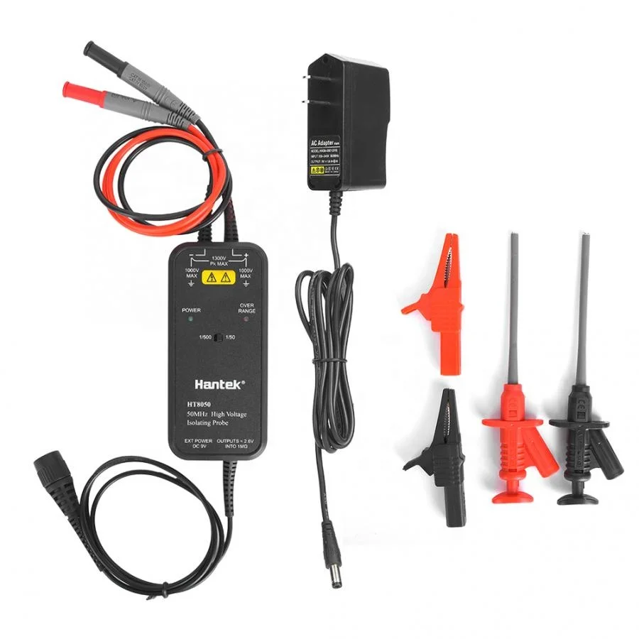 

Hantek Oscilloscope Probe HT8050 Oscilloscope High Voltage Differential Probe 1/50 1/500 US Plug 100-240V
