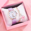 New 5pcs Women Watch Bracelet Set Leather Cute Rabbit Girls Wristwatch Fashion Ladies Quartz Clock Reloj Mujer Students' Gift 3
