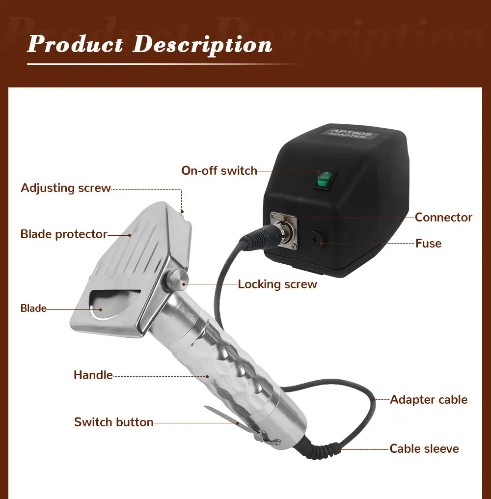 Description Picture 4 of itemITOP Kebab Slicer Electric 80 mm Diameter Blade Handheld Shawarma Slicing Machine Transformer 80W 110V-220V Universal