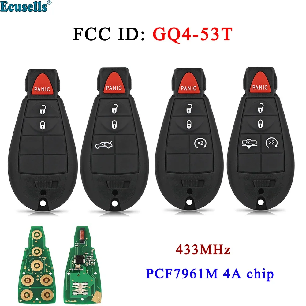 

3/4/5 Button Remote Fobik Key Fob 433mhz PCF7961M 4A Chip for Jeep Cherokee Sport KL 2014 2015 2016 2017 2018 2019 FCC:GQ4-53T