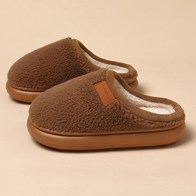 Indoor Thick Bottom Plush Slippers for Women Anti Slip Cotton Padded Home Slides Woman Soft Sole Warm Cotton Padded Shoes 45