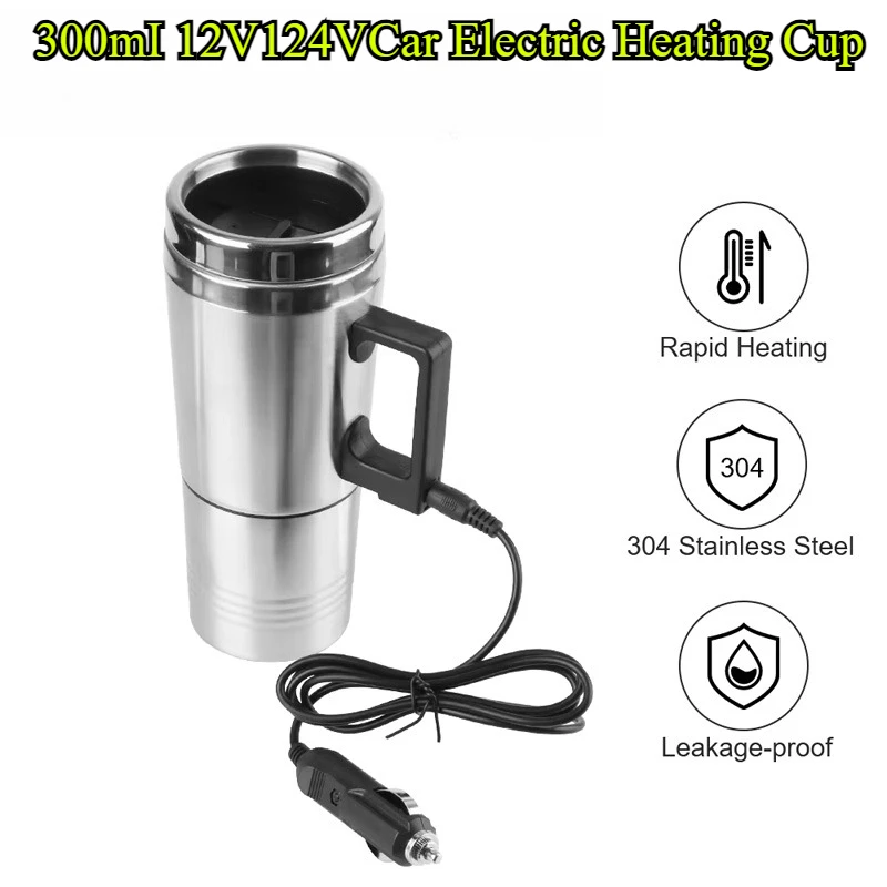 300ml 12V 24V DC 차량용 온냉 컵 전기 주전자 안전 탈착식 USB 여행용 머그컵 자동차 겨울 여름 액세서리