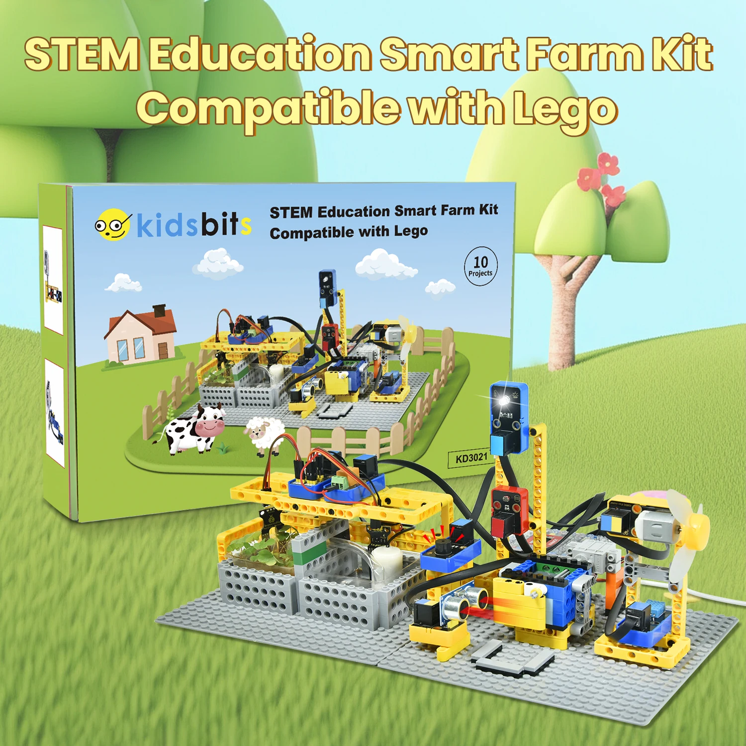 

STEM развивающий Умный набор для фермы, совместимый с конструктором Lego, программирование детского блока, Wi-Fi управление, умная фермерская система для комплекта Arduino