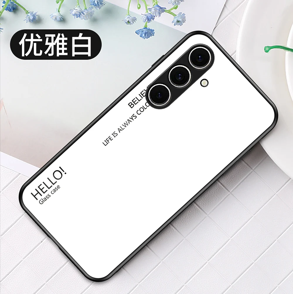 Gradient Tempered Glass Phone Case with Hard Back Protection and Bumper Edges