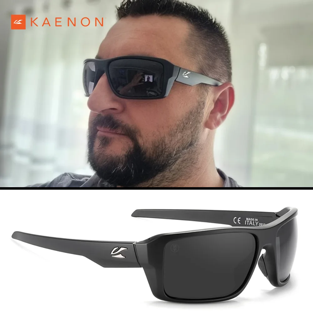 Kaenon-クラシックスクエア偏光サングラス、男性用カラフル