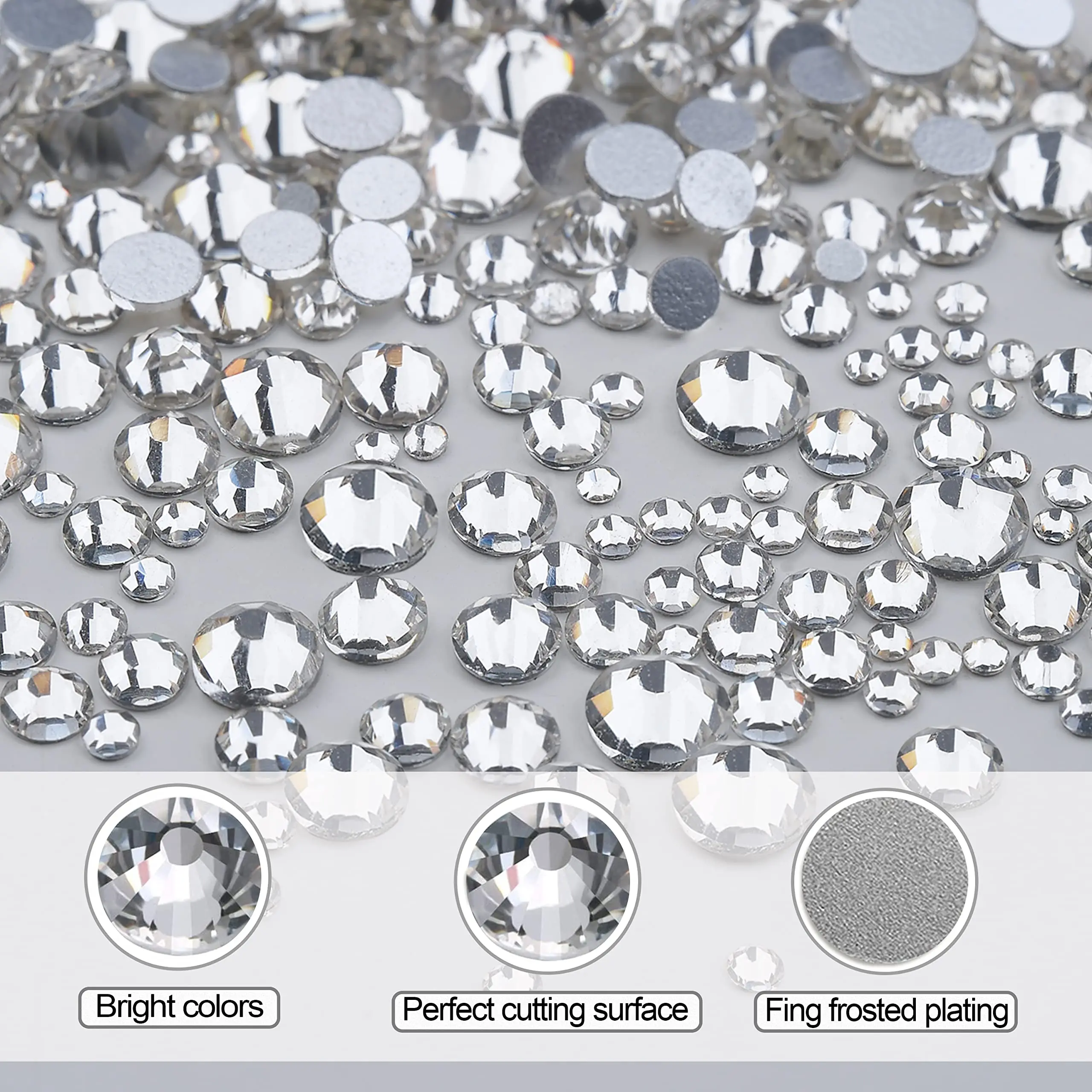 Nail Art Strass-Set, Nagel-Edelsteine, AB-Glas, flache Rückseite, Edelsteine, Steine, mit 1 Aufbewahrungsbox, 5 Pickers/1 Pinzette* – Detail 6